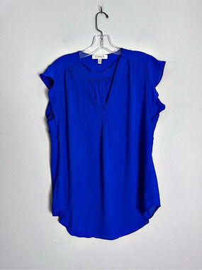 Chaus Blue Polyester Blouse Like New M